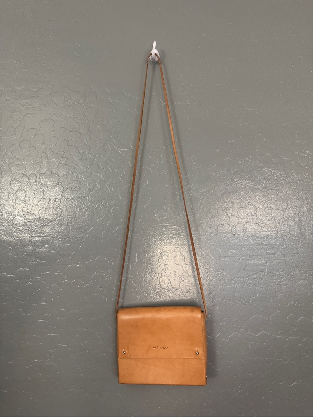 Vaska Smooth Vegan Leather Tan Mini Crossbody Bag